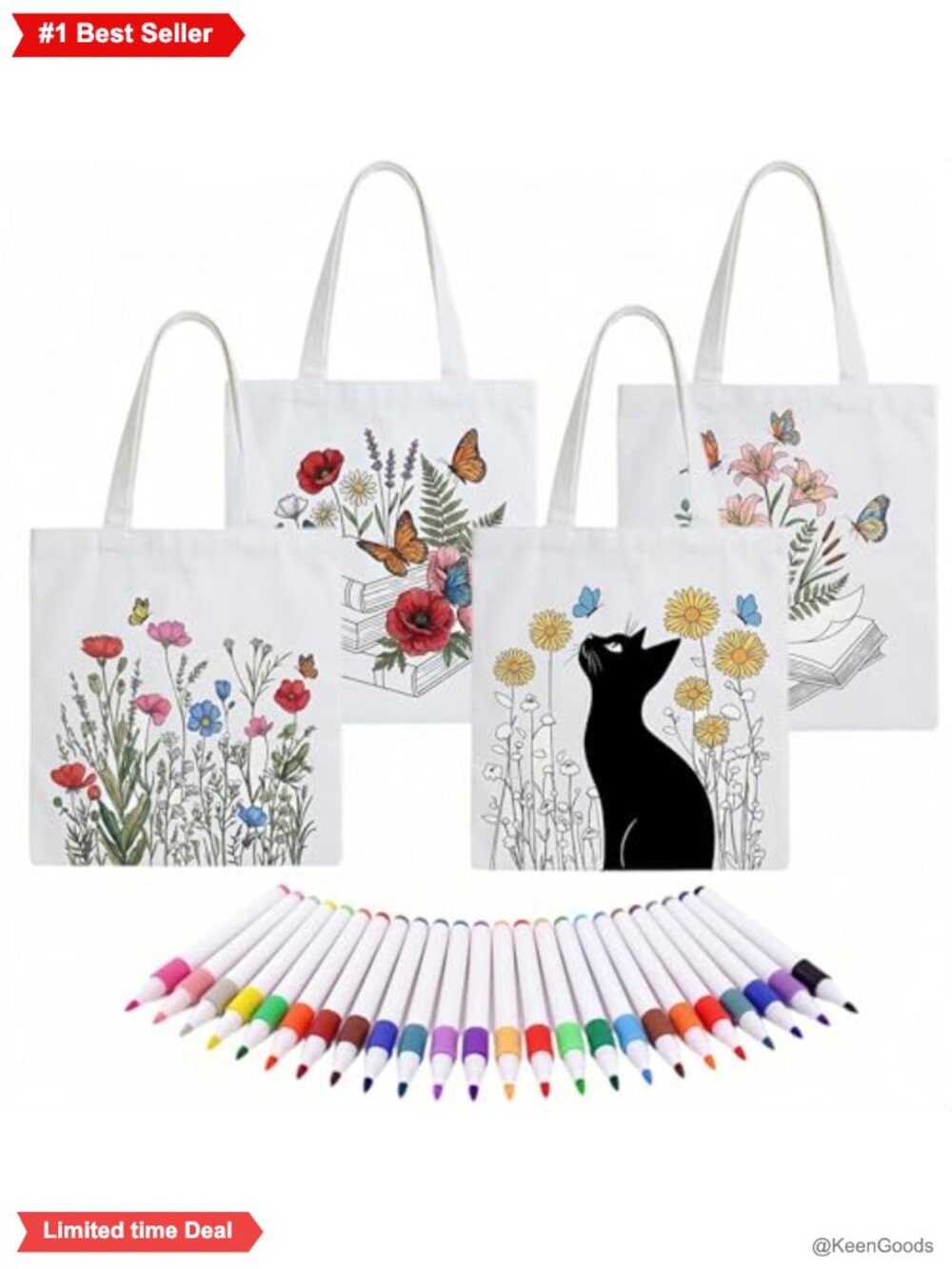 Paint Your Own Canvas Tote Bags - DIY Art Kit with Markers
